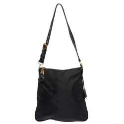 Pre Owned Prada Black Nylon and Leather Shoulder Bag
