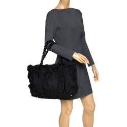 Prada Tessuto Origami Pleated Ruffled Nylon Tote Bag