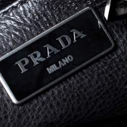 Pre Owned Prada Blue/Black Leather Twin Pocket Double Handle Tote