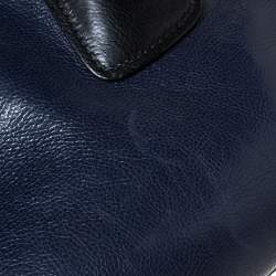 Pre Owned Prada Blue/Black Leather Twin Pocket Double Handle Tote