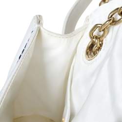 Pre Owned Prada White Tessuto Nylon Logo Plaque Flap Chain Shoulder Bag