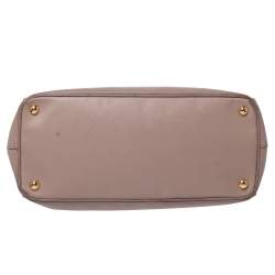 Pre Owned Prada Beige Saffiano Lux Leather Medium Double Zip Tote