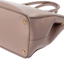 Pre Owned Prada Beige Saffiano Lux Leather Medium Double Zip Tote