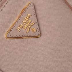 Pre Owned Prada Beige Saffiano Lux Leather Medium Double Zip Tote