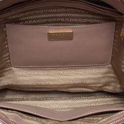 Pre Owned Prada Beige Saffiano Lux Leather Medium Double Zip Tote
