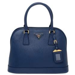 Prada Blue Saffiano Lux Leather Promenade Satchel