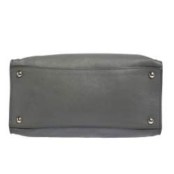 Pre Owned Prada Grey Saffiano Lux Leather Double Handle Tote