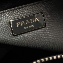 Pre Owned Prada Grey Saffiano Lux Leather Double Handle Tote