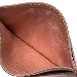 Pre Owned Prada Light Pink Saffiano Lux Leather Metal Flap Card Holder