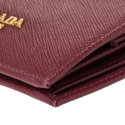 Pre Owned Prada Red Saffiano Lux Leather Compact Wallet
