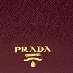 Pre Owned Prada Red Saffiano Lux Leather Compact Wallet