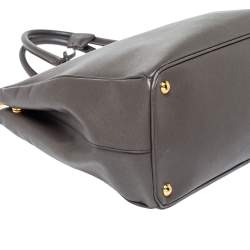 Pre Owned Prada Grey Saffiano Lux Leather Large Double Zip Tote