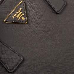 Pre Owned Prada Grey Saffiano Lux Leather Large Double Zip Tote