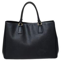Pre Owned Prada Black Saffiano Lux Leather Large Gardener's Tote