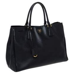 Pre Owned Prada Black Saffiano Lux Leather Large Gardener's Tote