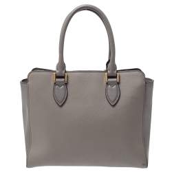 Pre Owned Prada Grey Saffiano Lux Leather Tote