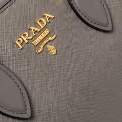 Pre Owned Prada Grey Saffiano Lux Leather Tote
