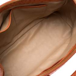 Pre Owned Prada Orange Ostrich Large Double Zip Tote
