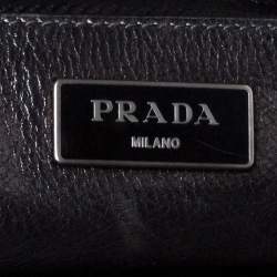 Pre Owned Prada Black/Blue Glace Leather Large Twin Pocket Tote 