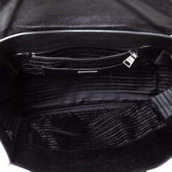 Pre Owned Prada Black/Blue Glace Leather Large Twin Pocket Tote 