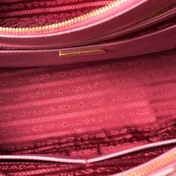 Pre Owned Prada Pink Saffiano Lux Leather Medium Front Pocket Double Zip Lux Tote