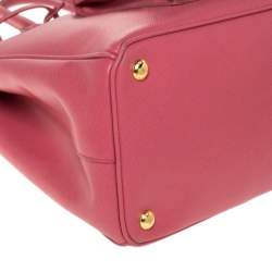 Pre Owned Prada Pink Saffiano Lux Leather Medium Front Pocket Double Zip Lux Tote