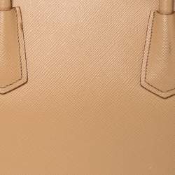 Pre Owned Prada Beige Saffiano Cuir Leather Medium Double Handle Tote