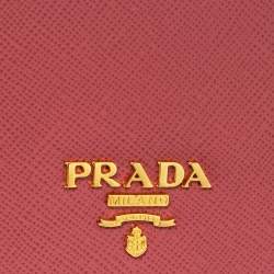 Pre Owned Prada Pink Saffiano Lux Leather Flap Continental Wallet