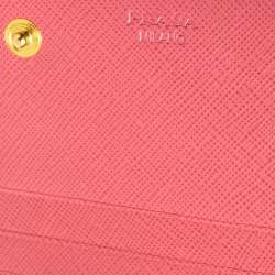 Pre Owned Prada Pink Saffiano Lux Leather Flap Continental Wallet