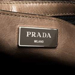 Pre Owned Prada Brown Leather Medium Twin Pocket Double Handle Tote