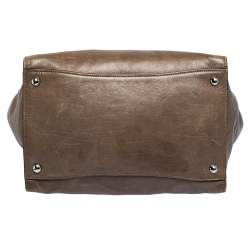 Pre Owned Prada Brown Leather Medium Twin Pocket Double Handle Tote