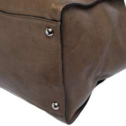 Pre Owned Prada Brown Leather Medium Twin Pocket Double Handle Tote