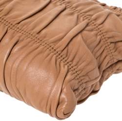 Pre Owned Prada Tan Nappa Gaufre Leather Clutch