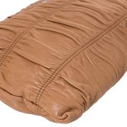 Pre Owned Prada Tan Nappa Gaufre Leather Clutch