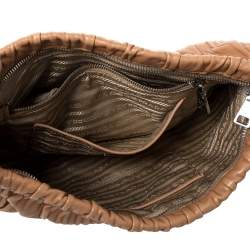 Pre Owned Prada Tan Nappa Gaufre Leather Clutch