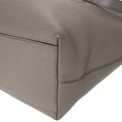 Pre Owned Prada Grey Vitello Daino Leather Logo Embossed Tote