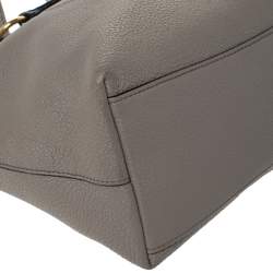 Pre Owned Prada Grey Vitello Daino Leather Logo Embossed Tote