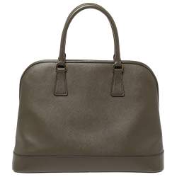 Pre Owned Prada Moose Green Saffiano Leather Dome Satchel