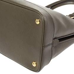 Pre Owned Prada Moose Green Saffiano Leather Dome Satchel
