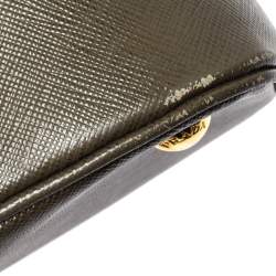 Pre Owned Prada Moose Green Saffiano Leather Dome Satchel