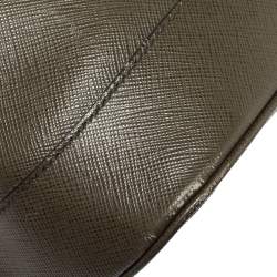 Pre Owned Prada Moose Green Saffiano Leather Dome Satchel
