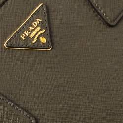 Pre Owned Prada Moose Green Saffiano Leather Dome Satchel