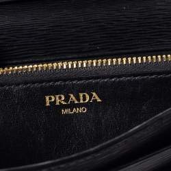 Pre Owned Prada Black Saffiano Lux Leather Continental Wallet