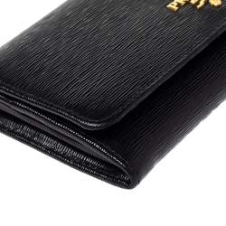 Pre Owned Prada Black Saffiano Lux Leather Continental Wallet