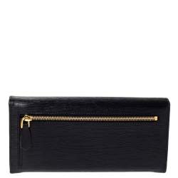 Pre Owned Prada Black Saffiano Lux Leather Continental Wallet