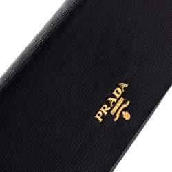 Pre Owned Prada Black Saffiano Lux Leather Continental Wallet