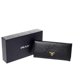 Pre Owned Prada Black Saffiano Lux Leather Continental Wallet
