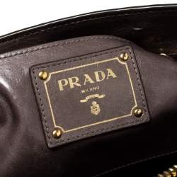 Pre Owned Prada Olive Green Leather Zipped Tote