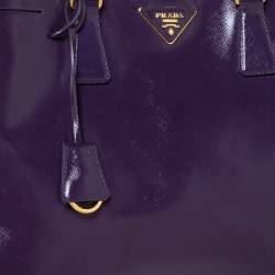Pre Owned Prada Purple Saffiano Patent Leather Tote