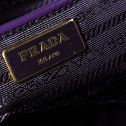 Pre Owned Prada Purple Saffiano Patent Leather Tote